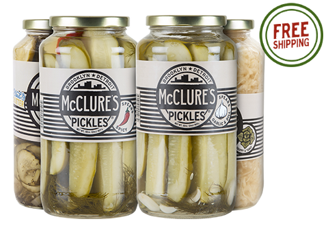 Combo Pack 4pk - 1 unit each – Sauerkraut; Garlic & Dill Spears; Spicy Spears; Bread & Butter Slices