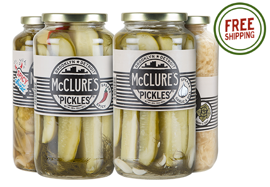 Combo Pack 4pk - 1 unit each – Sauerkraut; Garlic & Dill Spears; Spicy Spears; Sweet & Spicy Slices