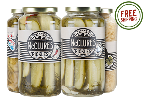 Combo Pack 4pk - 1 unit each – Sauerkraut; Garlic & Dill Spears; Spicy Spears; Sweet & Spicy Slices